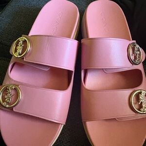 Coach Pink Double Strap Sandals